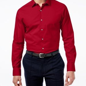 2 ALFANI SLIM FIT STRETCH DRESS SHIRTS